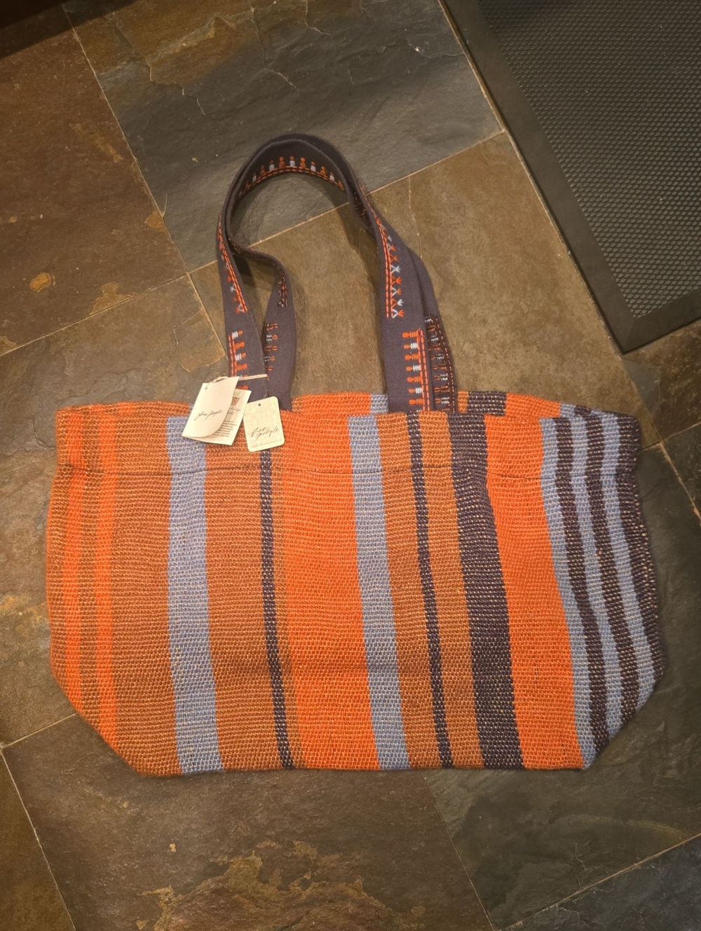 Free People Copacabana Tote In Papaya NWT